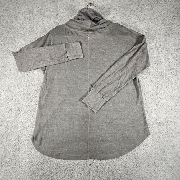 Prana Turtleneck Sweater Women M Grey Lagenlook Base Layer Logo‎ L/S Preppy Fall - Picture 4 of 9